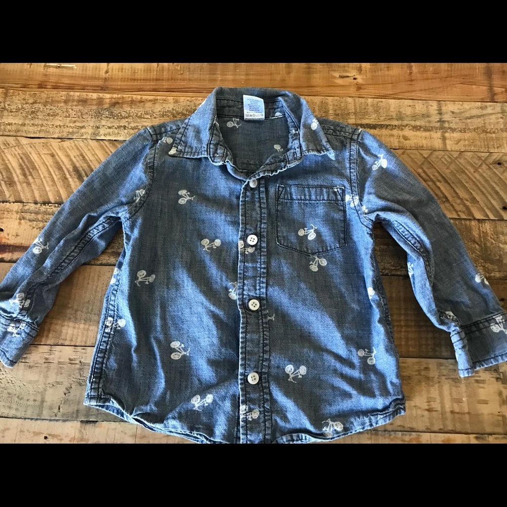 Gymboree Denim Colored Bicycle Collar Shirt